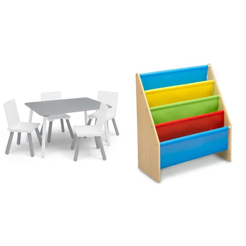 Vista 12 de Delta Children Conjunto de mesa y sillas para niños (4 sillas incluidas), gris/azul