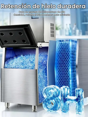 Vista 7 de Máquina comercial para hacer hielo de 400 libras/24 horas, contenedor de almacenamiento de acero inoxidable de 250 libras, 132 cubitos de hielo