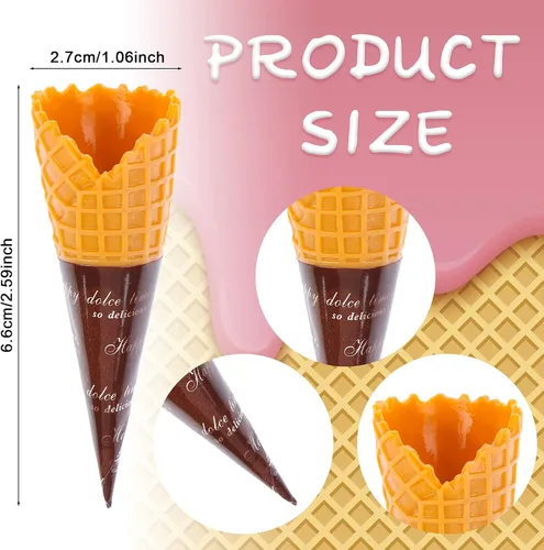 Vista 2 de 30 piezas de mini cono de helado artificial realista, adorable cono de helado de simulación, juego de comida, casa de muñecas, suministros