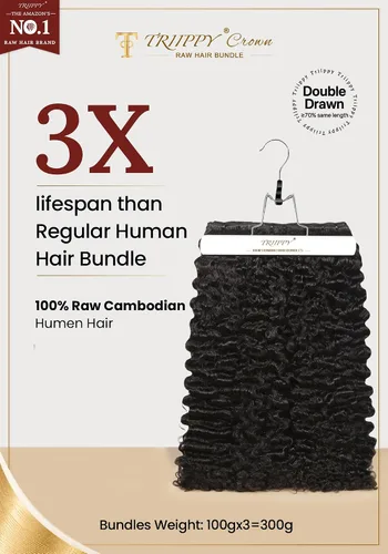 Vista 7 de Cabello humano rizado birmano crudo, 100% pelo crudo camboyano #Birmano rizado color natural