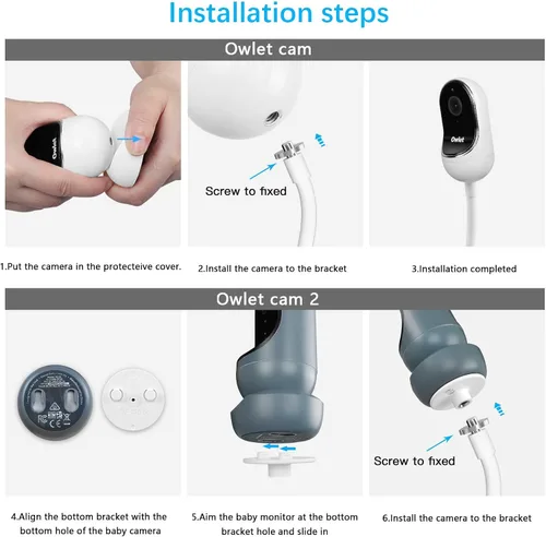 Vista 4 de HOLACA Soporte de clip flexible para Owlet Cam 2 y Owlet Cam Baby Monitor Soporte de cámara con agujero roscado de 1/4 y montaje ajustable de 360