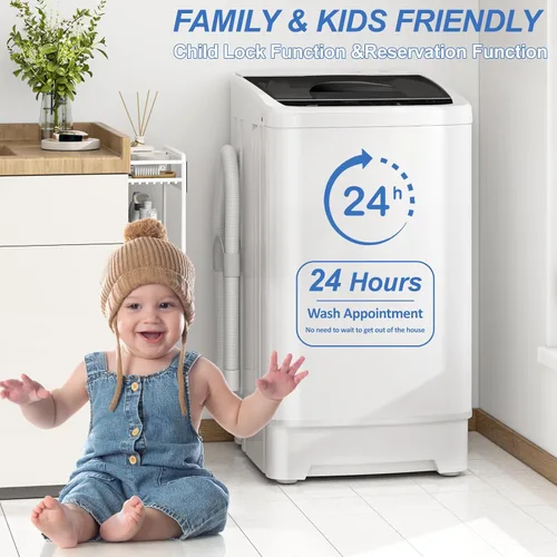 Vista 6 de Lavadora portátil de 15 libras, lavadora y secadora automática completa de 1.9 pies cúbicos con 8 programas de lavado, lavadora compacta