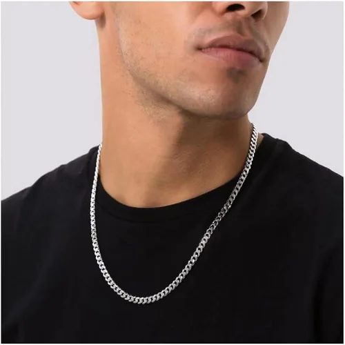 Vista 4 de ARGENTO REALE Collar de cadena de eslabones cubanos de plata de ley 925 para hombres y mujeres, 0.118 in, 0.148 in, 0.177 in, 0.217 in, accesorios