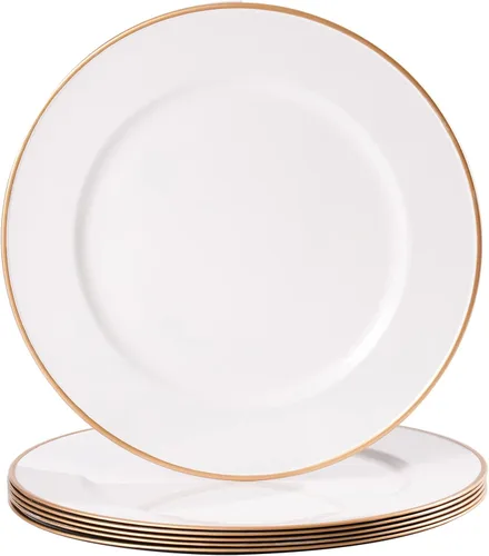 Vista 8 de MAONAME Juego de 6 platos base negros de 13", platos base redondos para platos de cena, platos base de plástico, platos base para mesa de boda