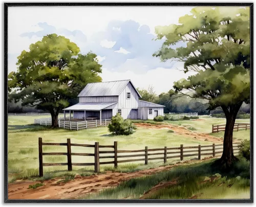 Vista 11 de Stupell Industries Pintura de casa rural enmarcada arte giclée por Ray Powers Enmarcado en blanco