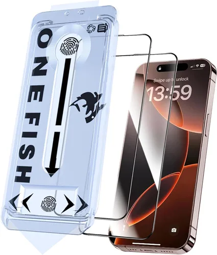 Vista 25 de OneFish Protector de pantalla de vidrio templado de borde completo para iPhone 11 Pro/XS/X de 5.8 pulgadas, paquete de 2 refuerzos de bordes, HD