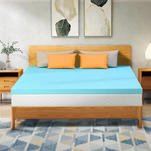 Vista 7 de VALUXE Cubrecolchón individual de 2 pulgadas con gel refrescante de espuma viscoelástica, certificado CertiPUR-US, funda y almohadilla para aliviar