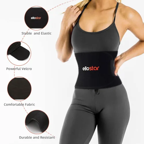 Vista 4 de ellostar Faja reductora de cintura para mujeres y hombres y banda de control de abdomen, moldeador de cuerpo, sauna, banda para el sudor