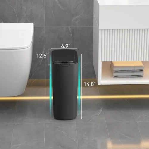 Vista 2 de Botes de Basura de 5 Galones con Sensor de Movimiento para Baño, Botes de Basura Automáticos con Tapa, sin Contacto, Inteligentes, Delgados