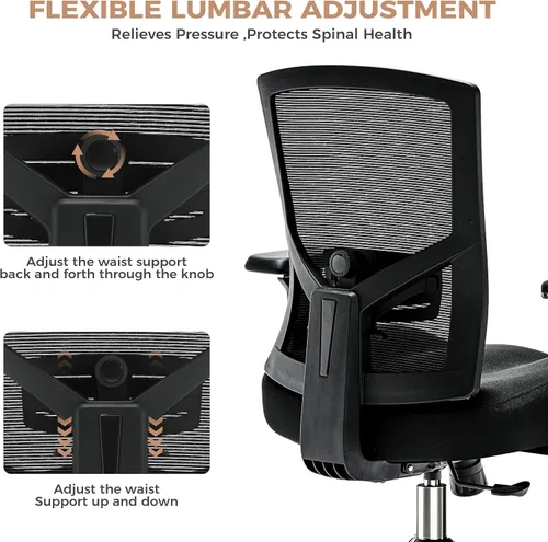 Vista 5 de Silla de oficina grande y alta de 600 libras con cojín de asiento grueso en forma de W, sillas de escritorio ergonómicas de malla para computadora