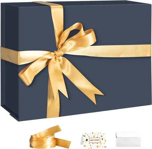 Vista 14 de Cajas de regalo negras con tapas, paquete de 3, caja de regalo mediana de Negro