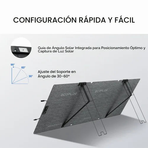 Vista 3 de EF ECOFLOW Panel solar portátil de 160 vatios para centrales eléctricas, panel solar plegable con eficiencia de conversión alta del 25% con soporte