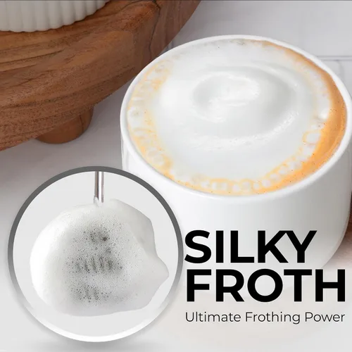 Vista 102 de Zulay Milk Boss Espumador de leche potente manual, hace espuma para latte, batidor para mezclar bebidas, café, miniespumador para capuchino, frappé