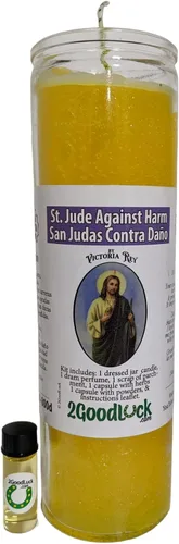 Vista 3 de Vela perfumada vestida de San Judas Contra el Daño - Veladora Preparada San Judas Rechaza Daños