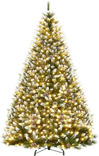 Vista 12 de Árbol de Navidad artificial de 4.5 pies, abeto de alta calidad con bisagras de metal y base plegable, para reuniones en el hogar y decoraciones