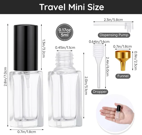 Vista 3 de Segbeauty Pequeña botella de espray de cristal recargable a granel del perfume, portátil vacío del rociador de la colonia del viaje, Transparente