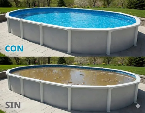 Vista 2 de Winter Block Cubierta de Invierno para Piscina Sobre el Suelo, Se Adapta a Ovalada de 12' x 18', Azul Sólido – Incluye Cabrestante y Cable