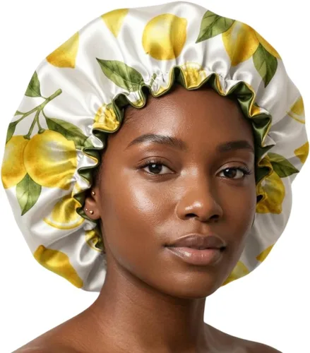 Vista 21 de Gorro de pelo para dormir, gorro de noche con clip ajustable, gorro reversible para el cabello para mujer, gorro de satén de seda