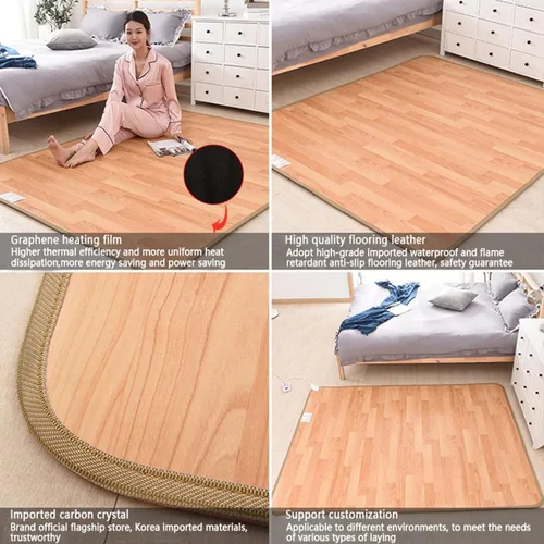 Vista 5 de Adjustable Electric Heating Carpet PVC Floor Leather Heated Area Rug 3 Seconds Rapid Heating Indoor Living Room Heated Carpet,A-80x200cm