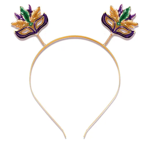 Vista 8 de NVENF Diadema de Mardi Gras con diamantes de imitación de flor de lis, máscara de letras de carnaval, aro para el cabello, accesorio para el cabello