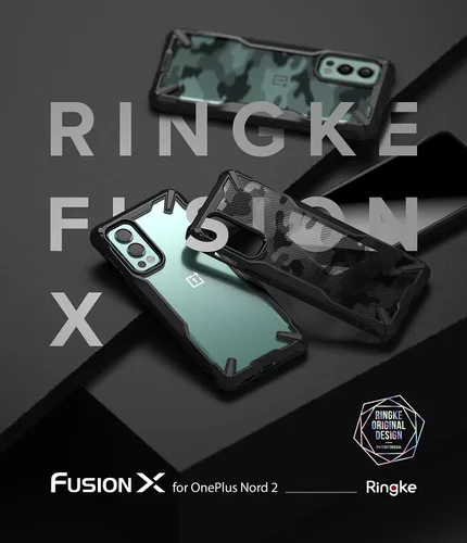 Vista 9 de Ringke Fusion-X - Funda compatible con OnePlus Nord 2 5G, parte trasera de policarbonato duro transparente, a prueba de golpes, resistente, marco