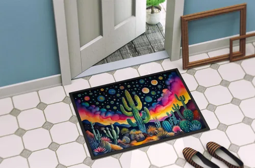 Vista 4 de Caroline's Treasures DAC1455MAT - Felpudo de la reina de la noche con diseño de cactus en color de 18 x 27 pulgadas, tapete para puerta delantera