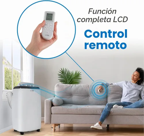 Vista 2 de Commercial Cool Aire acondicionado portátil de 12,000 BTU con control remoto, color blanco Blanco - 12000 BTU