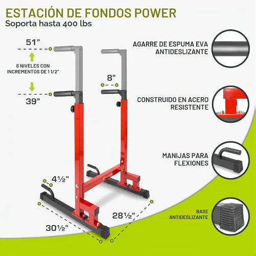 Vista 2 de ProsourceFit Estación de flexiones con altura ajustable, equipo para parte superior del cuerpo para gimnasio en casa Rojo