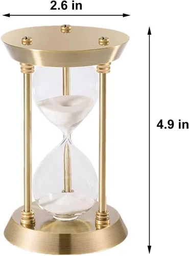 Vista 18 de Temporizador de arena vintage de 1 minuto, reloj de arena pequeño de 4.9 pulgadas, reloj de arena de latón antiguo, reloj de arena de 1 minuto