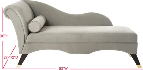 Vista 13 de Safavieh Home Collection Caiden - Tumbona de terciopelo gris con almohada