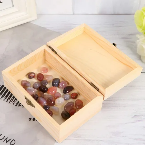 Vista 2 de HEALLILY Joyero de madera sin acabar, organizador de almacenamiento de manualidades, rectángulo compacto para aretes, anillos, cuentas, decoración