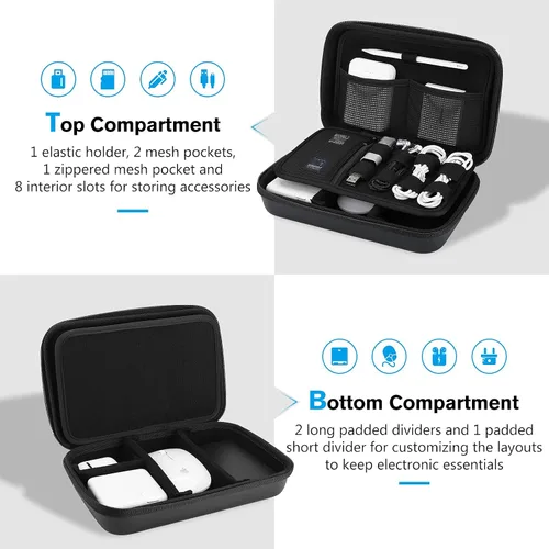 Vista 3 de ProCase Estuche organizador electrónico de viaje duro para MacBook Adaptador de corriente Cargadores Cables Power Bank Apple Magic Mouse Apple