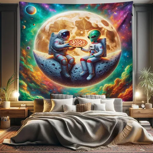 Vista 95 de Ambesonne Tapiz Trippy, vista panorámica de la cascada con bosques de ensueño y mandala oriental psicodélico, decoración de tela para colgar
