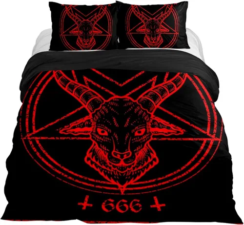Vista 9 de Baphomet and Lucifer - Funda de edredón suave de 3 piezas para niños, juego de ropa de cama para niños, 1 funda de edredón + 2 fundas de almohada