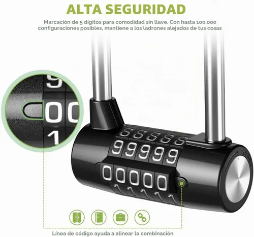 Vista 5 de KeeKit Candado de combinación de 5 dígitos, candado reiniciable de grillete de 4.65 pulgadas de largo, bloqueo de gimnasio alargado impermeable