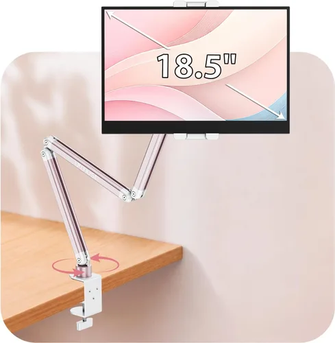 Vista 10 de Urmust Soporte de pared para tableta para iPad, rotación de 360°, soporte ajustable para tablet con brazo extensible de aluminio, para iPad