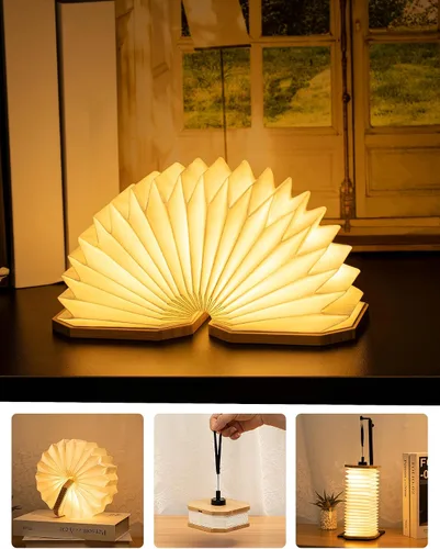 Vista 4 de Lámpara plegable del acordeón de la originalidad, regalo japonés Bambú