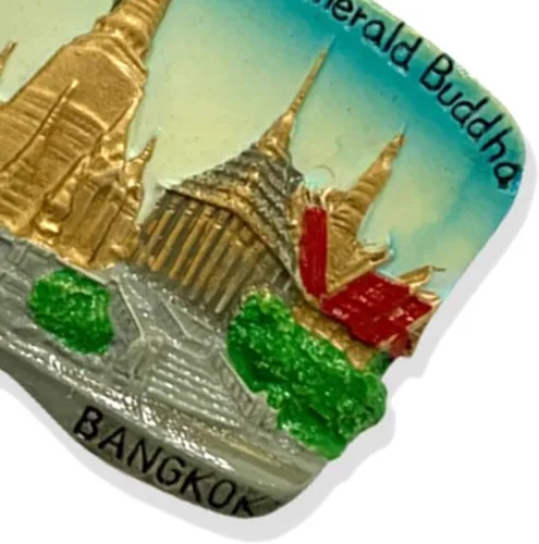 Vista 2 de A-ONE Templo del Buda Esmeralda Tailandia 3D Turístico Refrigerador Imán 1PC+Wat Phra Kaew Bangkok Craft Applique Patch 1PC, Resina Nevera, Parche