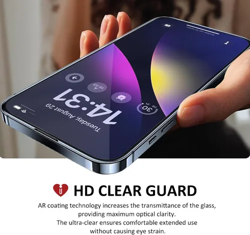 Vista 5 de iCarez Protector de pantalla de vidrio templado para iPhone 15 Pro de 6.1 pulgadas 2023 (paquete de 2) compatible con fundas, cobertura completa