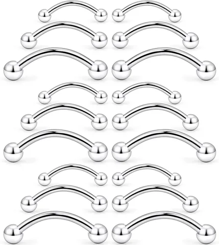 Vista 6 de SCERRING 18 – 36 piezas de 16 g de acero inoxidable para cejas, tragus, hélice, rook, daith, pendientes de lengua, pezón, ombligo, labio, barra