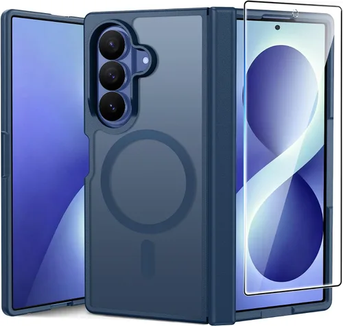 Vista 9 de FNTCASE Funda magnética para Samsung Galaxy Z Fold 7 con protección de bisagra Protector de pantalla, anti amarillento, cubierta de célula