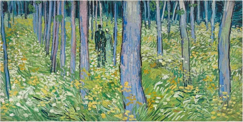 Vista 2 de Lienzo decorativo para pared, diseño de Van Gogh "Undergrowth with Two Figures", arte de pared para sala de estar, dormitorio u oficina, 10 x 19