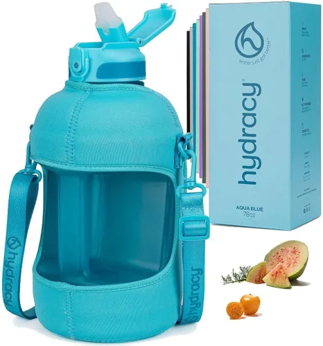 Vista 30 de Hydracy Botella de agua de plástico Tritan de 2.3 L sin BPA con correa de hombro ajustable, tapa a prueba de derrames y práctica boquilla de Lus