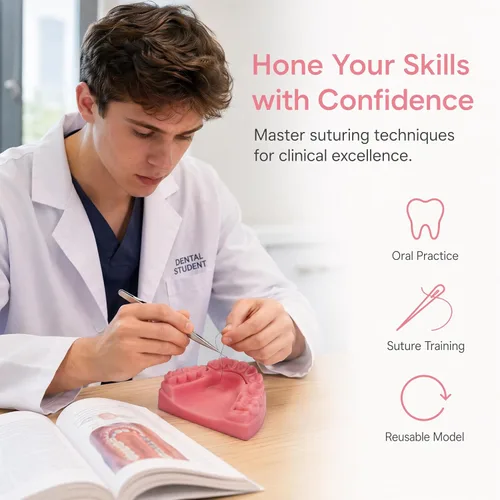 Vista 4 de Kit de práctica de sutura dental, kit de sutura oral YOUYA DENTAL para entrenamiento de sutura con corte biónico de encías oral y sutura gingival, 2
