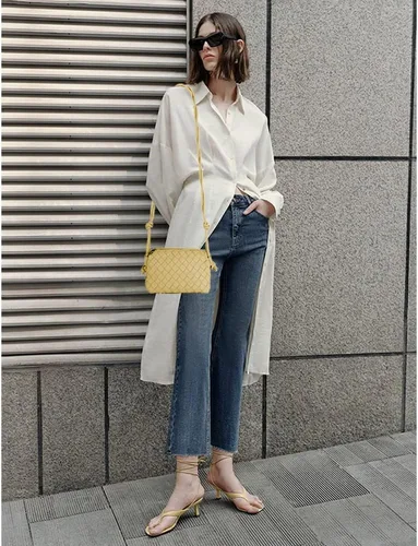 Vista 2 de Woven Crossbody Bag For Women Vegan Leather Purses Handwoven Shoulder Bag Zip Closure