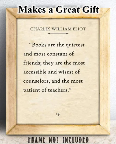 Vista 2 de Charles William Eliot - Póster motivacional de página de libro antiguo, arte inspirador para el hogar y la biblioteca, regalo para fanáticos