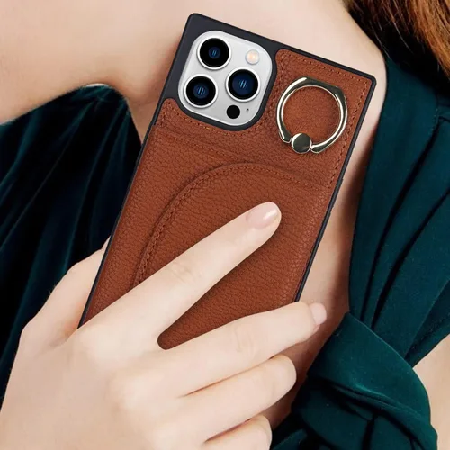 Vista 7 de Lipvina Funda para iPhone 12 Pro Max / 13 Pro Max con soporte para tarjetas, soporte de anillo giratorio de 360°, bloqueo magnético RFID