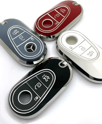 Vista 7 de Funda de llave de TPU suave avanzada es compatible con Mercedes Benz 2024-2025 E 2023-2025 SL CLE GLC 2022-2025 EQE EQS S C Series llave