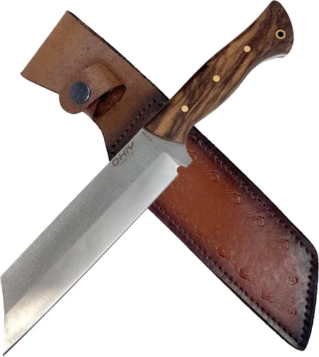 Vista 10 de Cuchillo Bushcraft hecho a mano con hoja de acero alemán 4116 inoxidable de 4-1/2 pulgadas, funda de cuero auténtico, mango de nogal de espiga