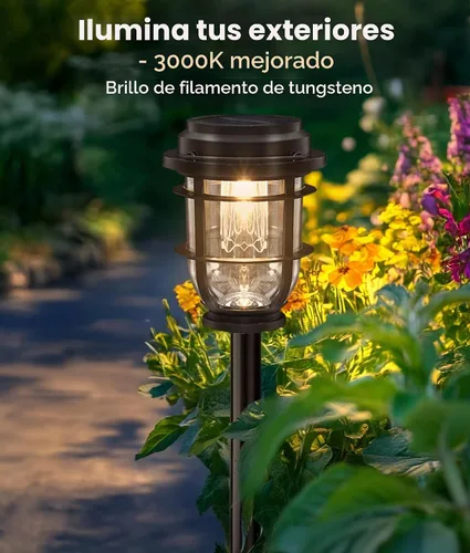 Vista 4 de Vuees Luces solares brillantes para camino al aire libre, paquete de 6 impermeables IP65, luces de jardín con encendido/apagado automático